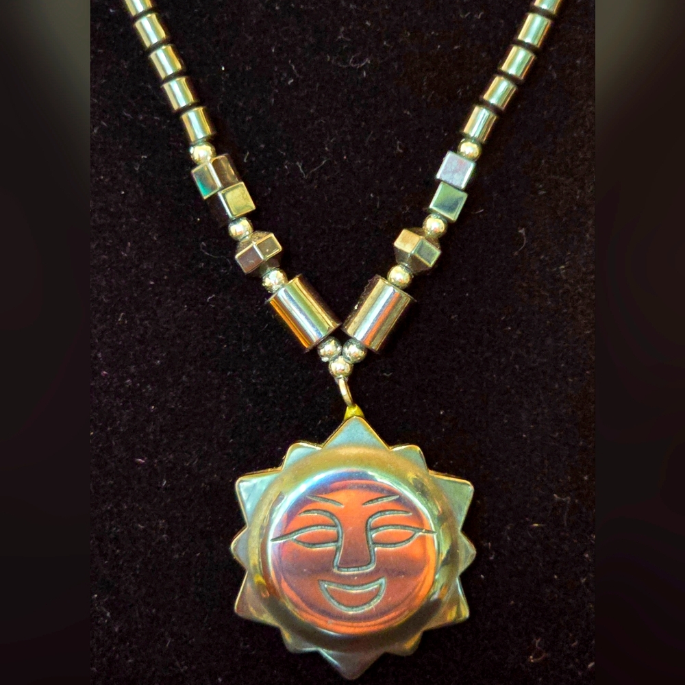 Vintage  ￼statement Sun Beaded Magnetic Hermatite.